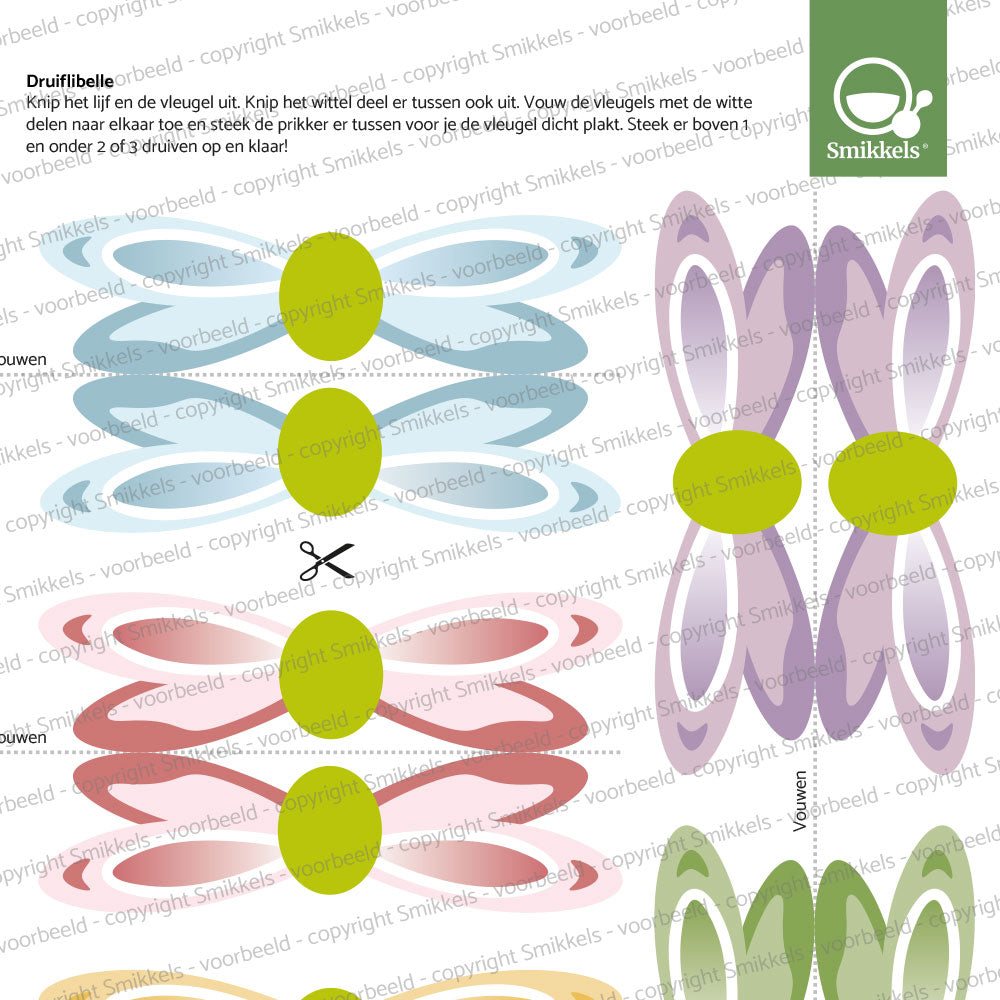 Printable traktatie druiven libelle