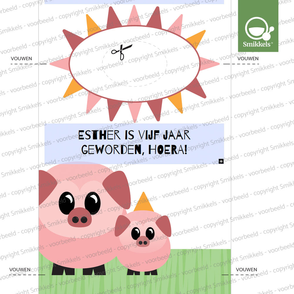 Printable knijpfruit wikkel feestvarkentje