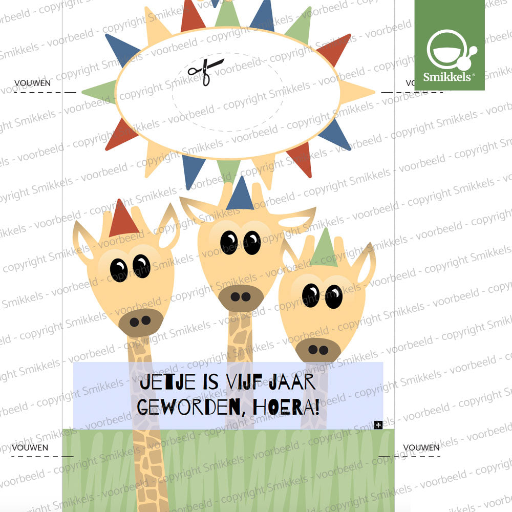 Printable knijpfruit wikkel jarige giraffen