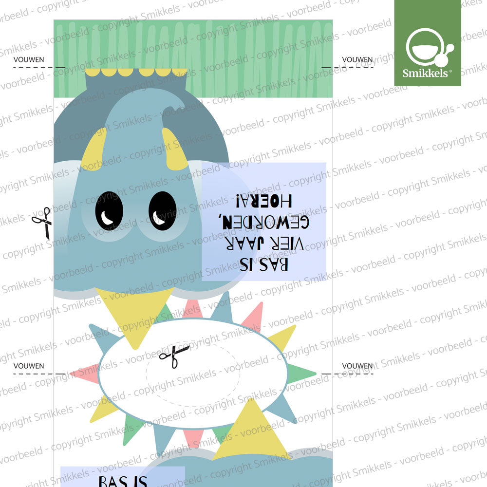 Printable knijpfruit wikkel jarige olifant