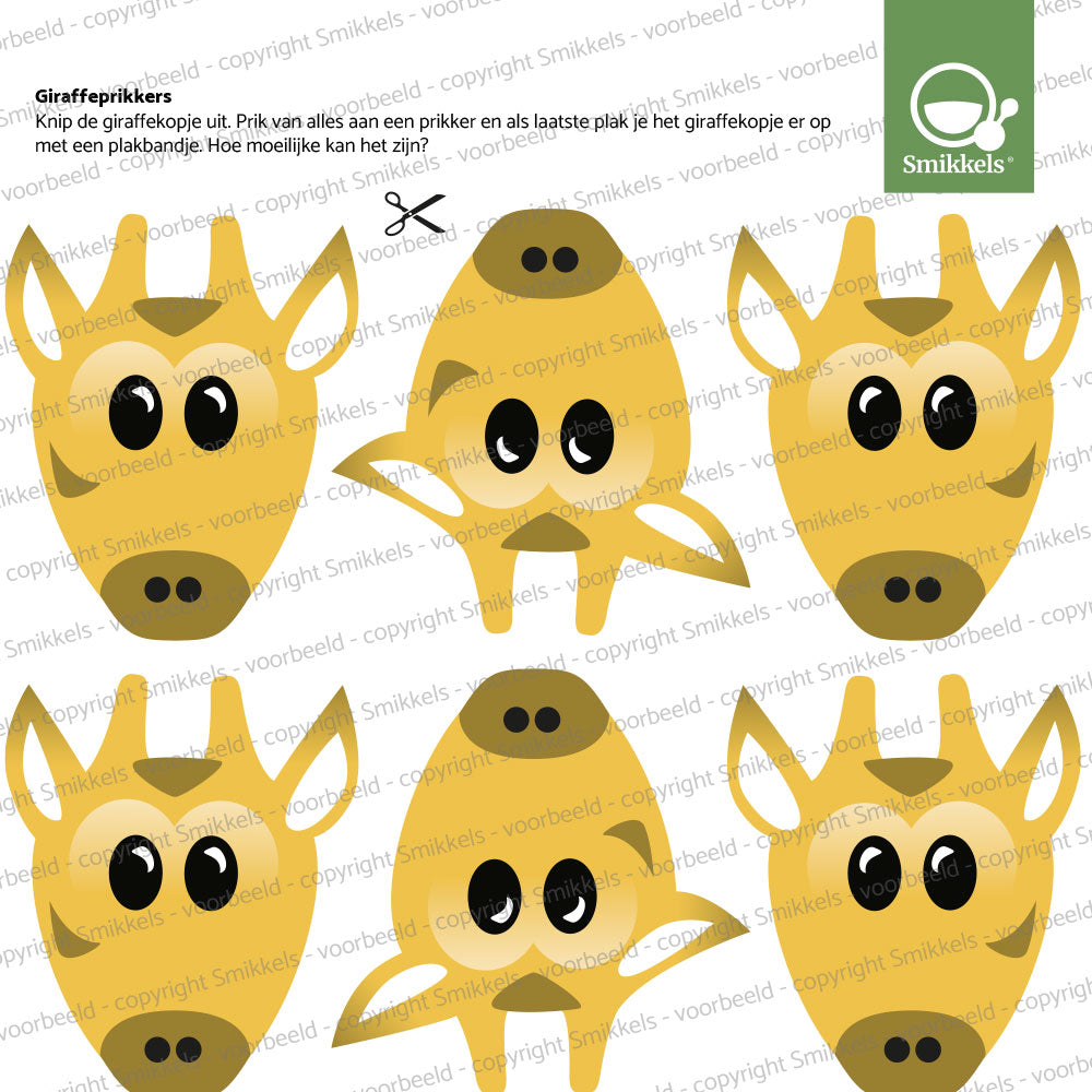 Printable traktatie Prikker Giraffe