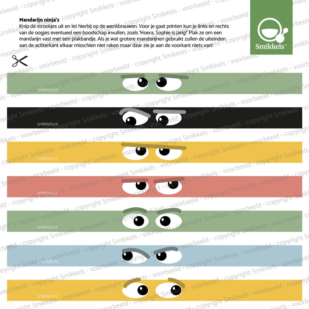 Printable traktatie Ninja mandarijnen