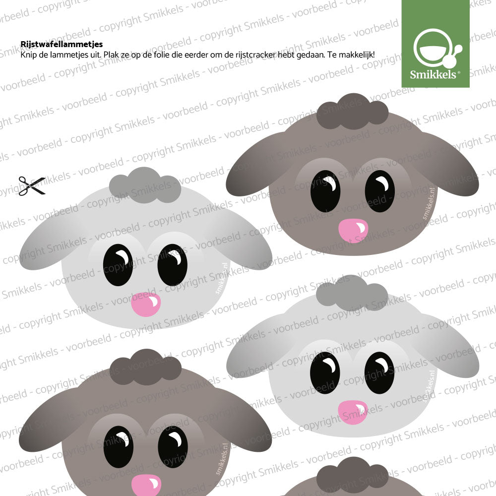 Printable traktatie rijstwafel lammetjes