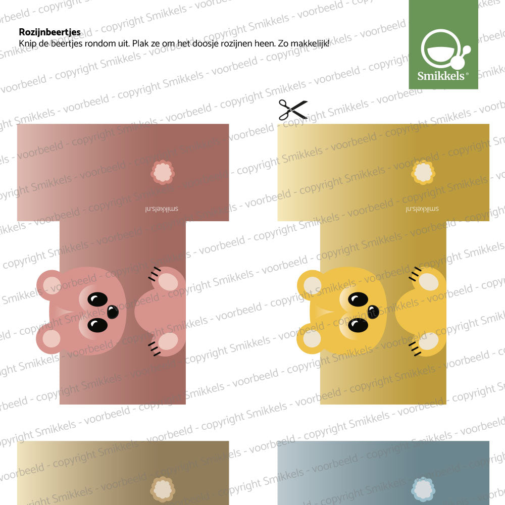 Printable traktatie rozijnen beertjes