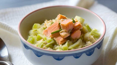 Preipuree met Zalm - Babyhapje - Zelf babyvoeding maken met Smikkels