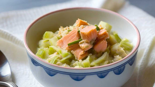 Preipuree met Zalm - Babyhapje - Zelf babyvoeding maken met Smikkels