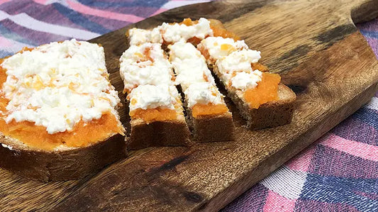 Boterham met pompoen en hüttenkäse - Gezond beleg