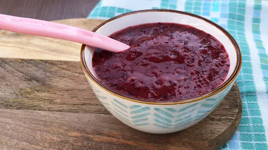 Blauwe bessen, aardbeien en frambozenmoes - recepten voor babyvoeding