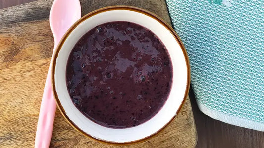 Blauwe bessen en banaan moes - recepten voor babyvoeding