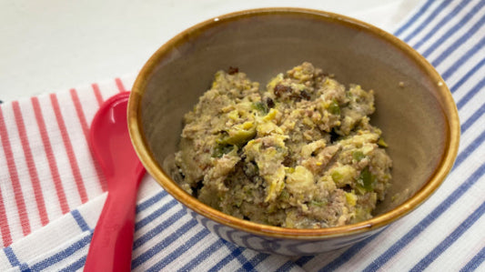 Spruitjes met gehakt en rozijntjes