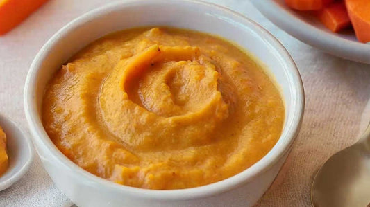 Wortel, zoete aardappel en paprika hapje
