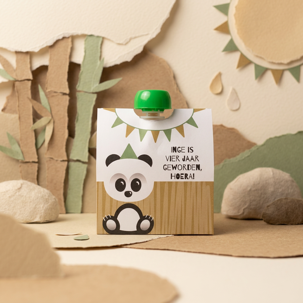 Printable knijpfruit wikkel jarige panda
