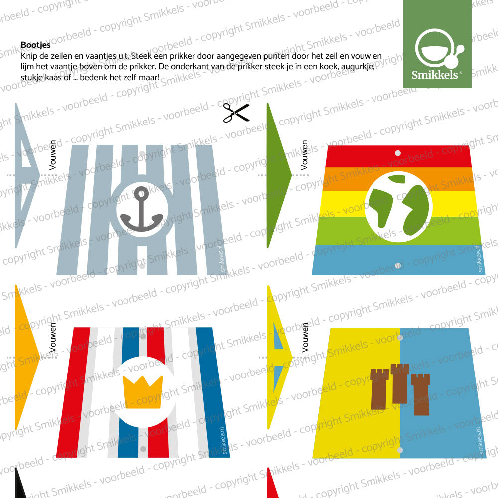 Voorbeeld van de printable appel bootjes