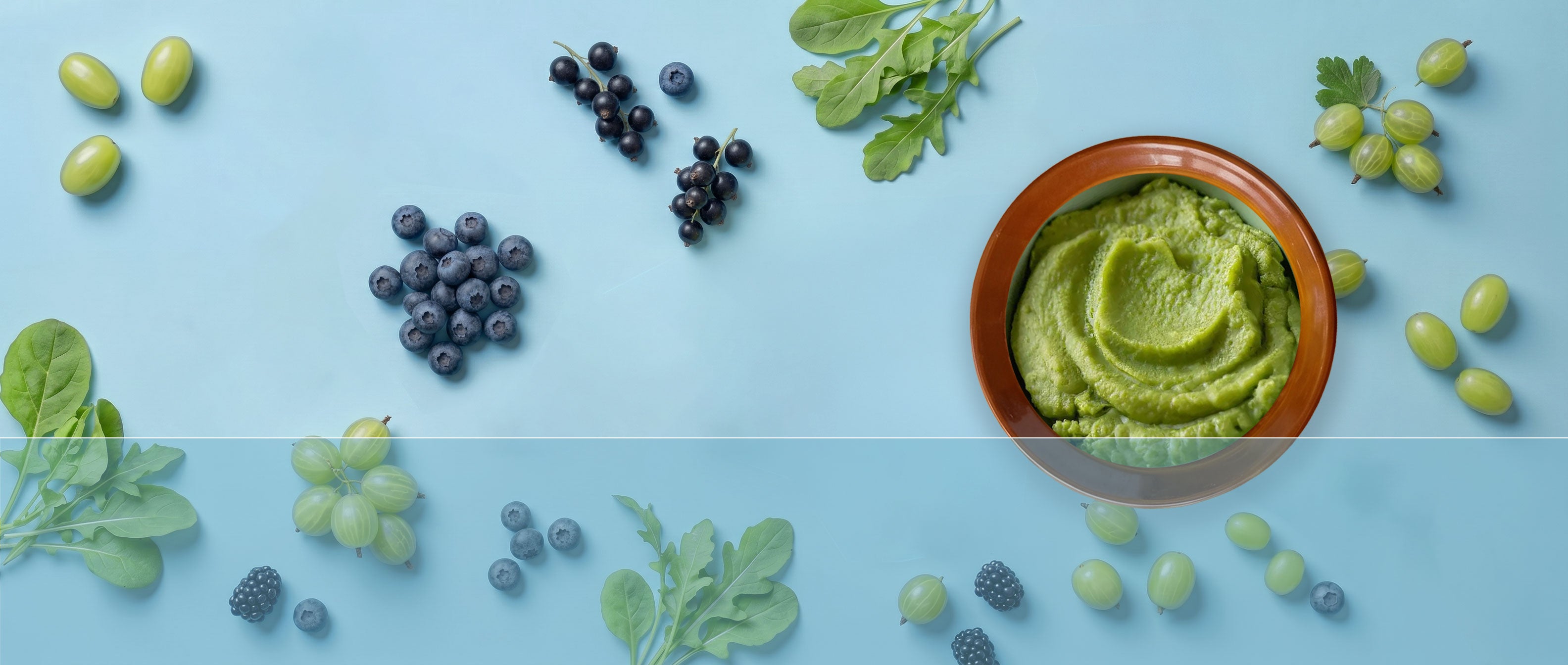 Header afbeelding met daarop fruit en een babyhapje voor de pagina met tips om zelf je babyvoeding te maken