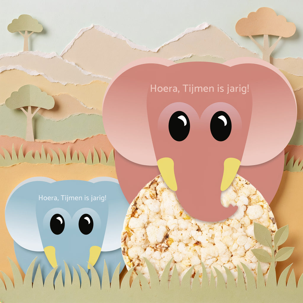 Printable traktatie hongerige olifant