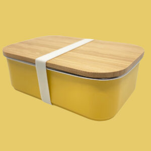 Gele RVS Lunchbox broodtrommel met elastiek