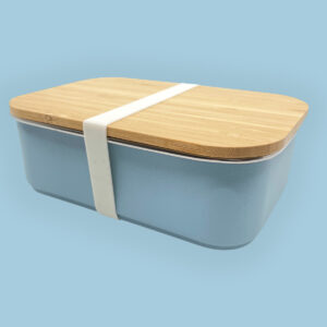 Blauwe RVS Lunchbox broodtrommel met elastiek