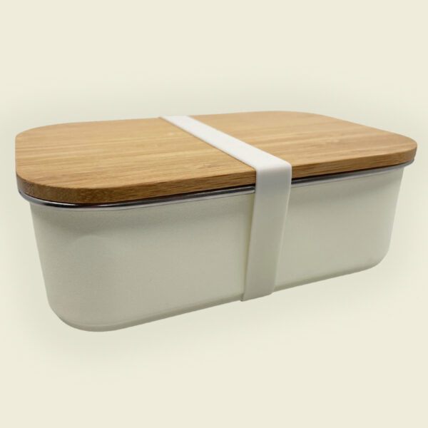 Witte RVS Lunchbox broodtrommel met elastiek